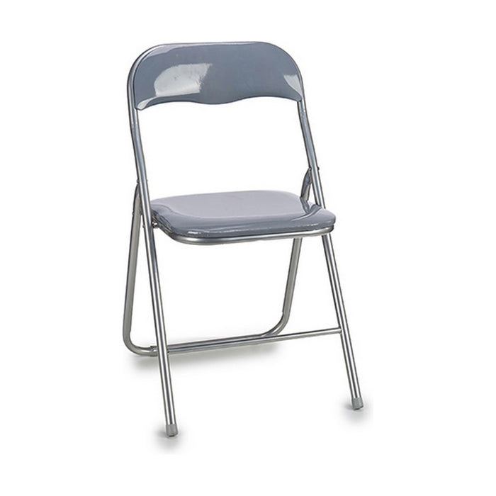 Folding Chair Grey PVC Metal