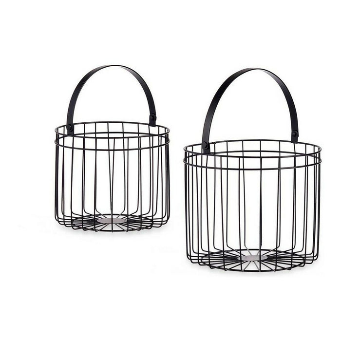 Basket set Gift Decor Black Metal Cylindrical