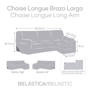 Left long arm chaise longue cover Eysa BRONX Brown 170 x 110 x 310 cm