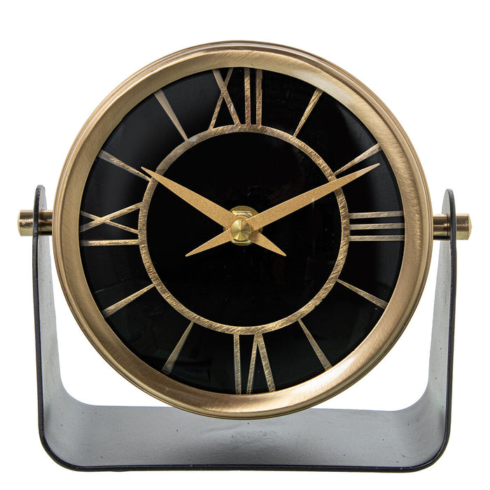 Table clock Alexandra House Living Black Golden Metal 14 x 14 x 8 cm