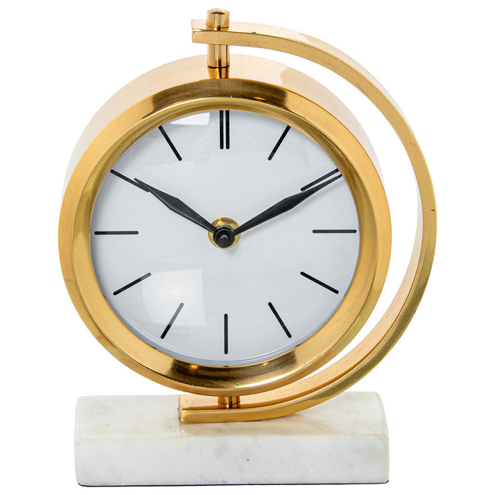 Table clock Alexandra House Living White Golden Metal Marble 20 x 16 x 5 cm