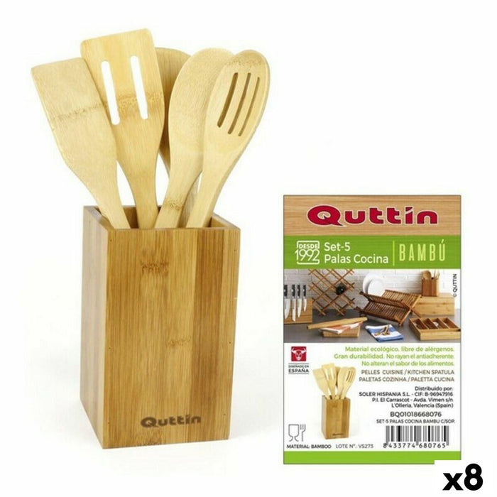 Kitchen Utensils Set Quttin Bamboo 5 Pieces 10 x 10 x 31,5 cm (8 Units)