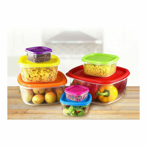 Set of lunch boxes Privilege Multicolour Stackable Squared 7 Pieces (12 Units)