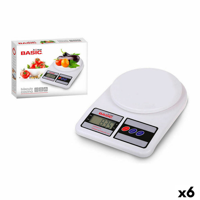 kitchen scale Basic Home Digital 7 kg White 23 x 16 x 3,6 cm (6 Units)