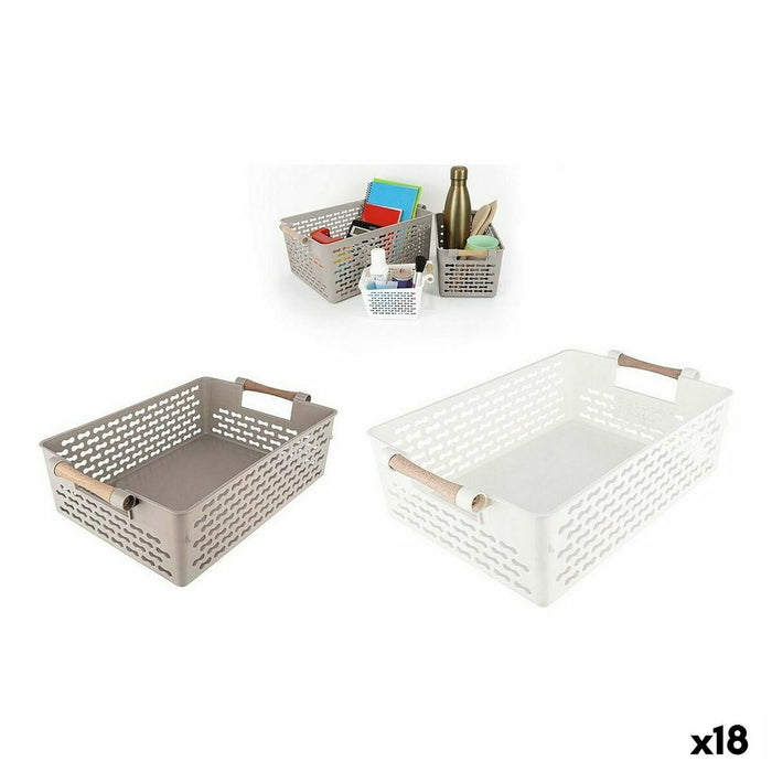 Multi-purpose basket Confortime Wood 37 x 23 x 11 cm 32 x 22,5 x 10 cm (18 Units)