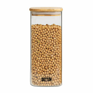 Food Preservation Container Quttin Bamboo Borosilicate Glass 1 L (12 Units)