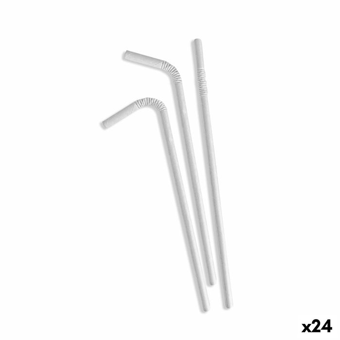 Straws Algon Cardboard White 25 Pieces 24 Units