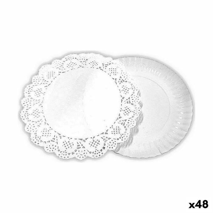 Cake stand Algon White 16 x 16 x 1,5 cm Circular (4 Pieces) (48 Units)