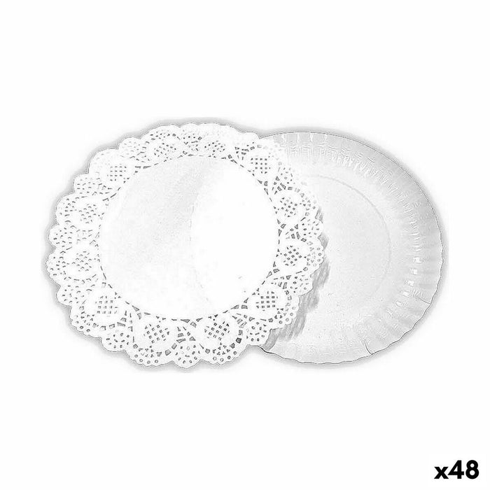 Cake stand Algon White 21 x 21 x 1 cm Circular (3 Pieces) (48 Units)