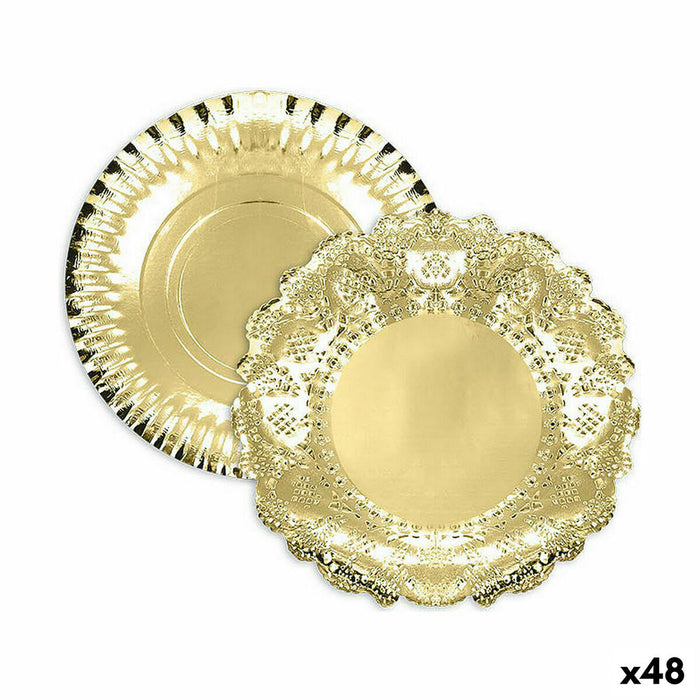 Snack tray Algon Golden Circular 30 x 30 x 1,5 cm (48 Units)