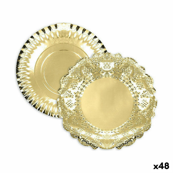 Snack tray Algon Golden Circular 35 x 35 x 2 cm (48 Units)