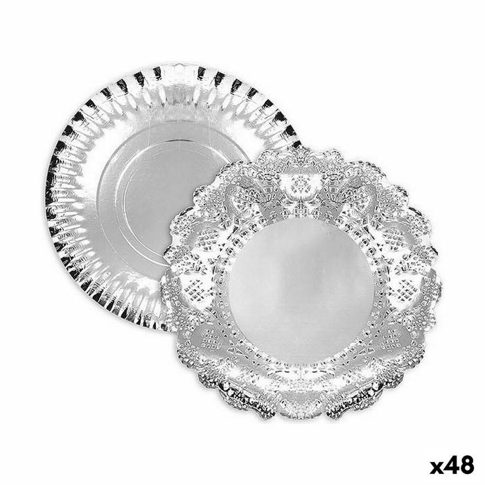 Snack tray Algon Silver Circular 23 x 23 x 1,5 cm (48 Units)