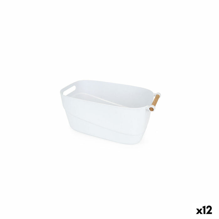 Multi-purpose basket Confortime White Wood Plastic 27 x 14,5 x 12 cm With handles (12 Units)