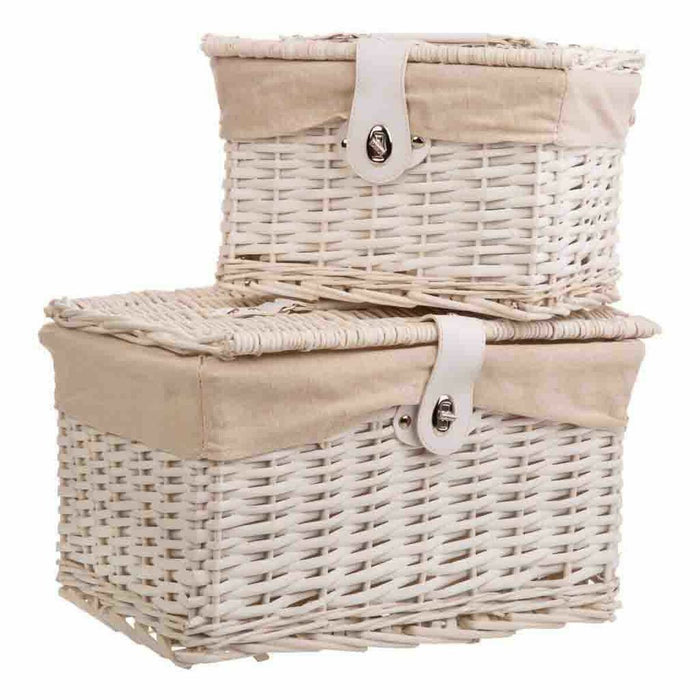 A set of two trunks Alexandra House Living White Willow wood 30 x 23 x 40 cm