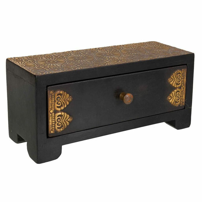 Jewelry box Alexandra House Living Dark brown Brass Paint MDF Wood 8 x 8 x 20 cm