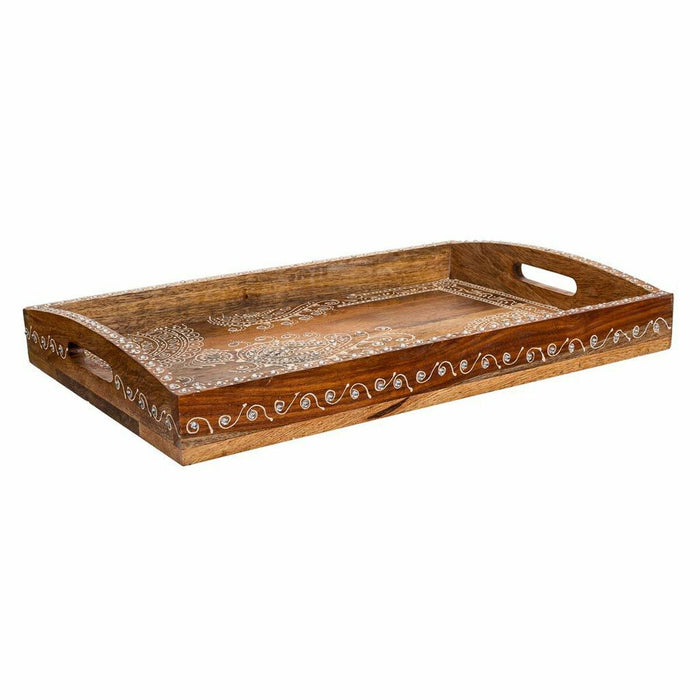 Tray Alexandra House Living White Natural Mango wood 29 x 6 x 43 cm