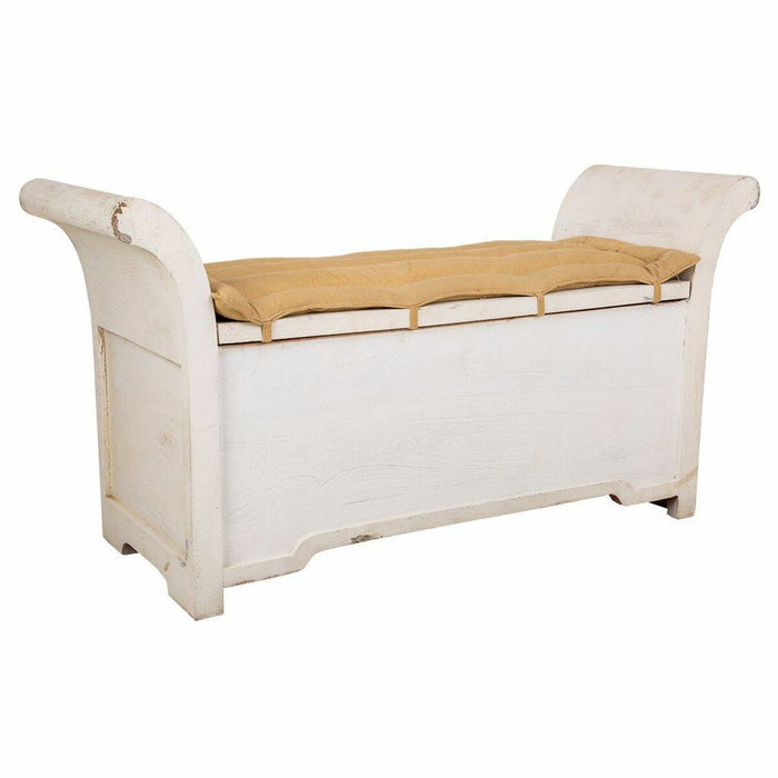 Bench Alexandra House Living White Cotton Mango wood 42 x 63 x 120 cm