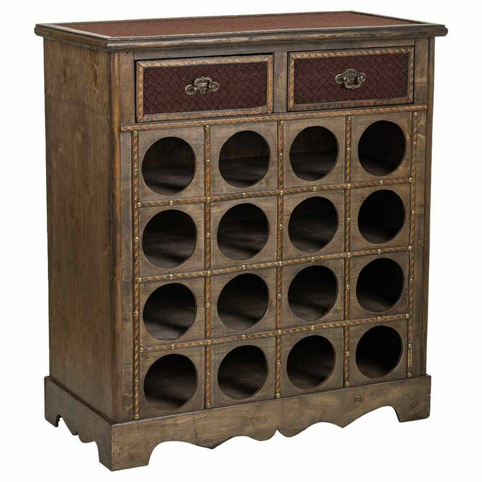 Bottle rack Alexandra House Living Brown Wood Metal 31 x 69 x 63 cm Furniture 2 drawers 16 bottles