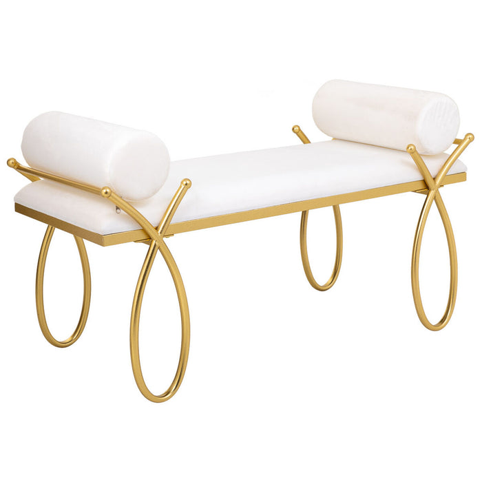 Bench Alexandra House Living Gold Foam Iron MDF Wood 49 x 53 x 112 cm