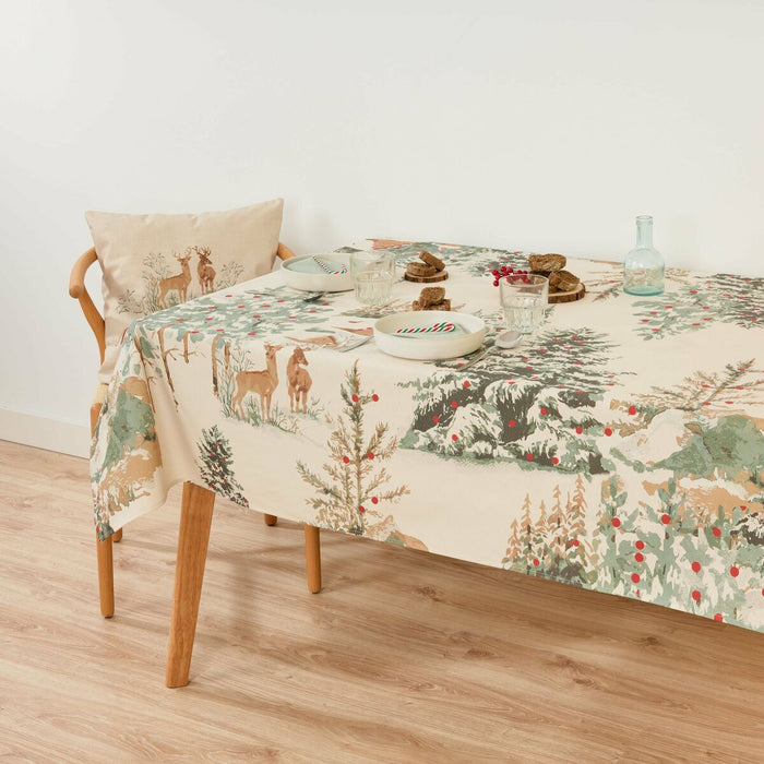 Stain-proof tablecloth Belum Christmas Deer Multicolour 155 x 155 cm