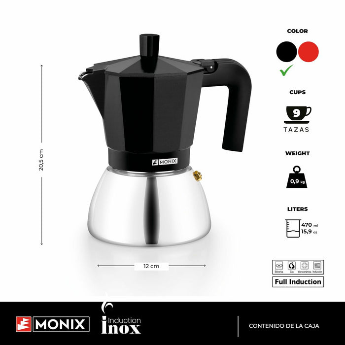 Italian Coffee Pot Monix INOX BLACK 9T Black 470 ml