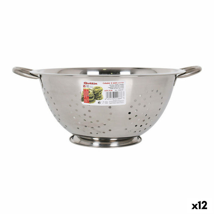 Strainer Privilege Quttin With handles Stainless steel (12 Units) (ø 28,5 cm)