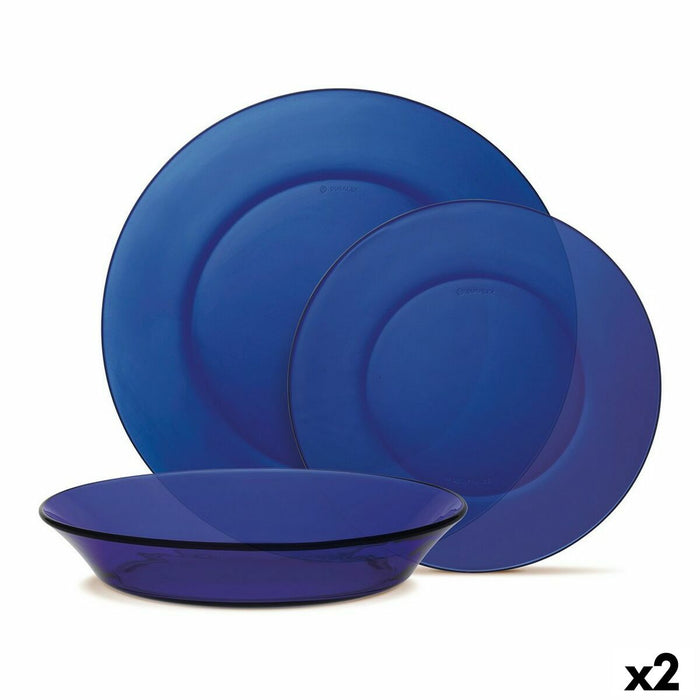 Dinnerware Set Duralex Lys Glass Dark blue 12 Pieces (2 Units)