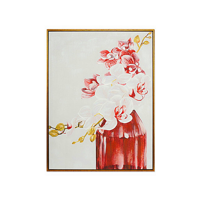 Painting Romimex White Red Canvas Flowers 60 x 80 x 4 cm