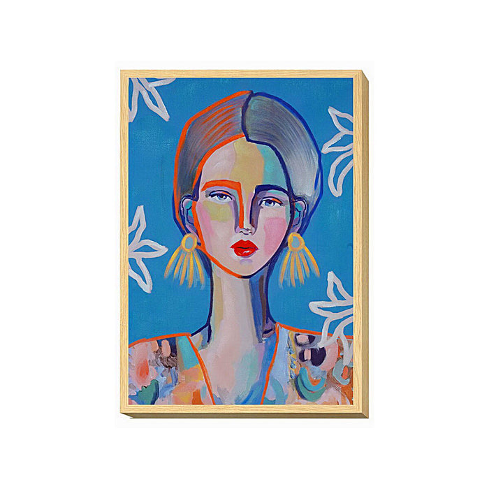 Painting Romimex Multicolour Canvas Lady 50 x 70 x 4 cm