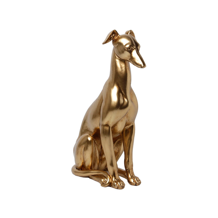 Decorative Figure Romimex Golden Resin Dog 20 x 30 x 10 cm