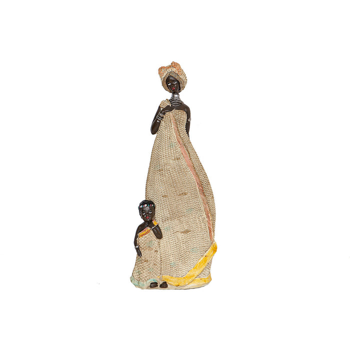 Decorative Figure Romimex Multicolour Resin Children African Woman 15 x 38 x 12 cm