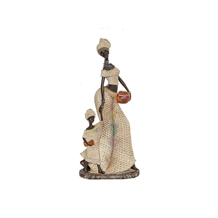 Decorative Figure Romimex Multicolour Resin African Woman Girl 17 x 38 x 11 cm
