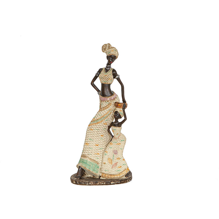 Decorative Figure Romimex Multicolour Resin African Woman Girl 18 x 38 x 14 cm