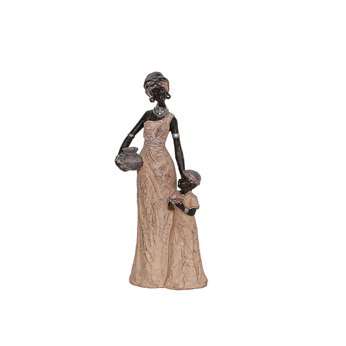 Decorative Figure Romimex Multicolour Resin African Woman Girl 15 x 35 x 10 cm