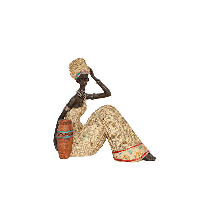 Decorative Figure Romimex Multicolour Resin African Woman Vase 20 x 20 x 11 cm