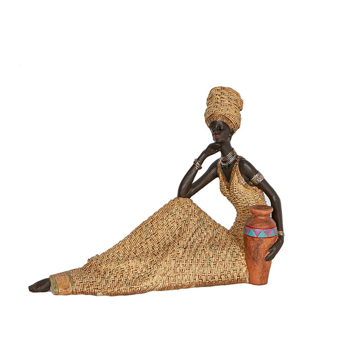 Decorative Figure Romimex Multicolour Resin African Woman Vase 26 x 20 x 12 cm