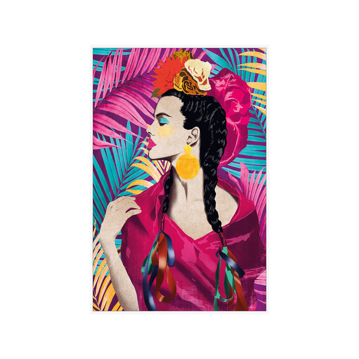 Canvas Romimex Wood Canvas MDF Wood Lady 62 x 92 x 4 cm