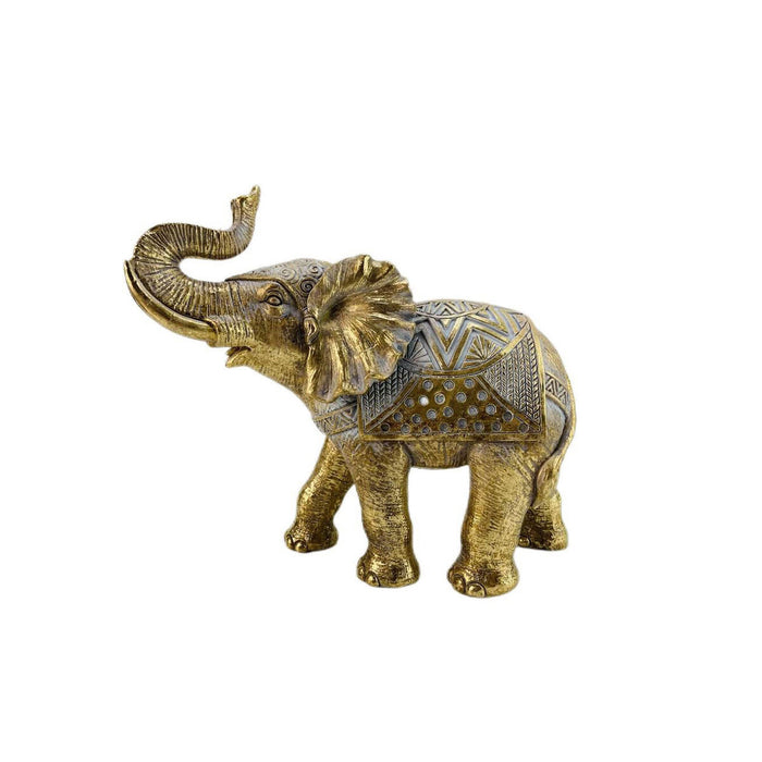 Decorative Figure Romimex Golden Resin Elephant 24 x 22 x 12 cm