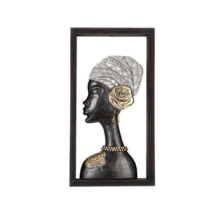Bust Romimex Brown Resin Lady Hat 20 x 38 x 6 cm With frame