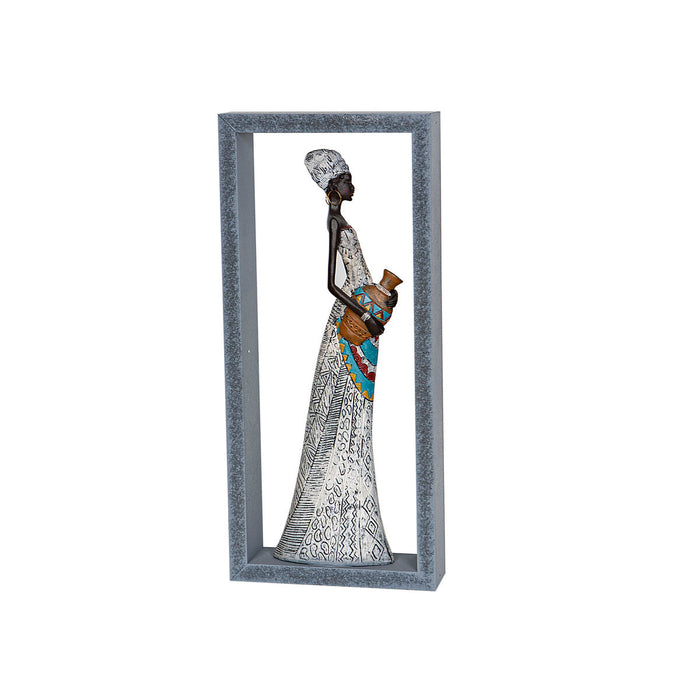 Decorative Figure Romimex Brown Resin Lady 17 x 38 x 6 cm With frame