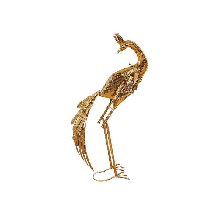 Decorative Figure Romimex Gold Metal Peacock 35 x 80 x 27 cm