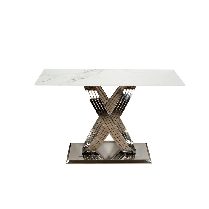 Table Romimex White Silver Stainless steel Synthetic marble 180 x 75 x 90 cm