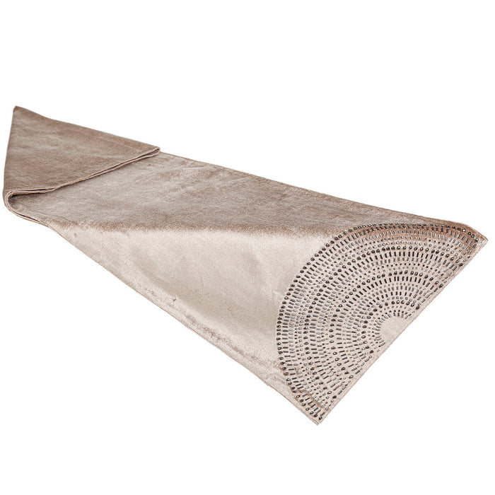 Table Runner Romimex Beige 33 x 180 x 1 cm Velvet