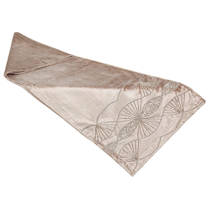 Table Runner Romimex Beige 33 x 180 x 1 cm Velvet