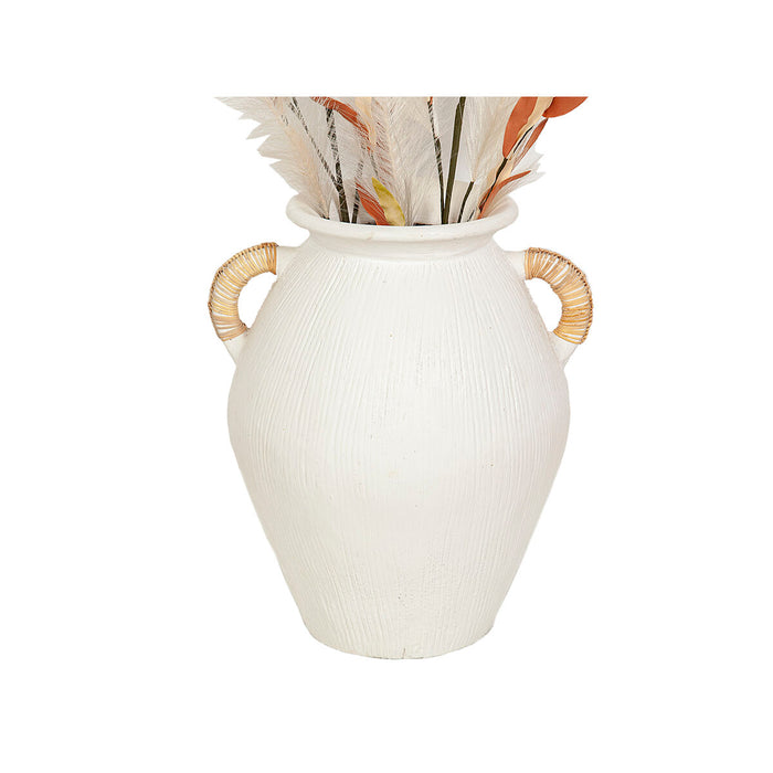 Vase Romimex White Rattan Terracotta 30 x 40 x 30 cm With handles