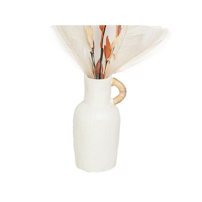 Vase Romimex White Rattan Terracotta 12 x 30 x 12 cm With handle
