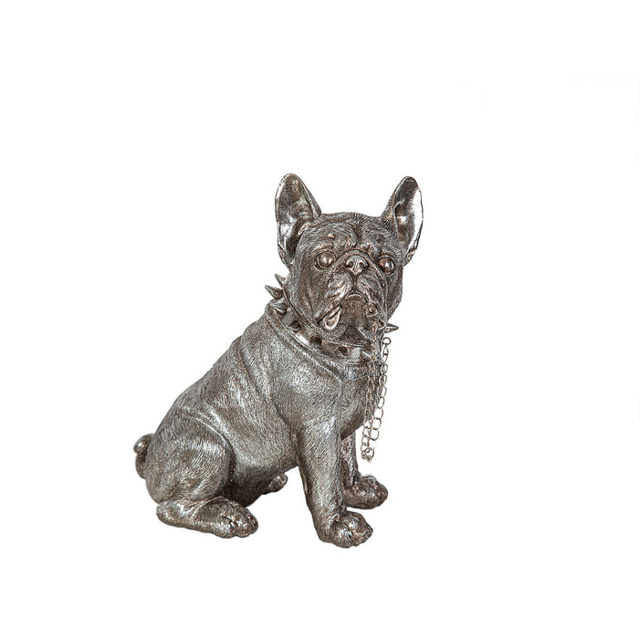 Decorative Figure Romimex Silver Resin Dog 24 x 29 x 17 cm