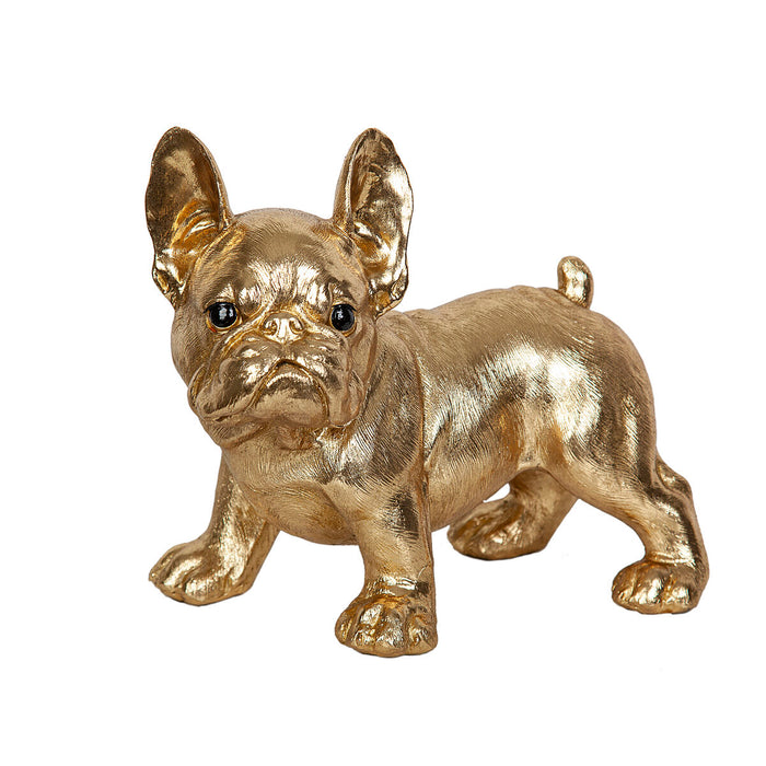 Decorative Figure Romimex Golden Resin Dog 31 x 29 x 22 cm