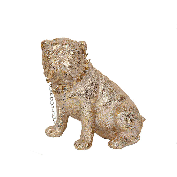Decorative Figure Romimex Golden Resin Dog 28 x 26 x 19 cm