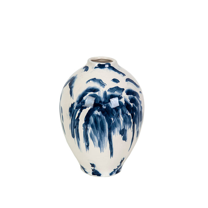 Vase Romimex Blue White Ceramic Flowers 22 x 30 x 22 cm